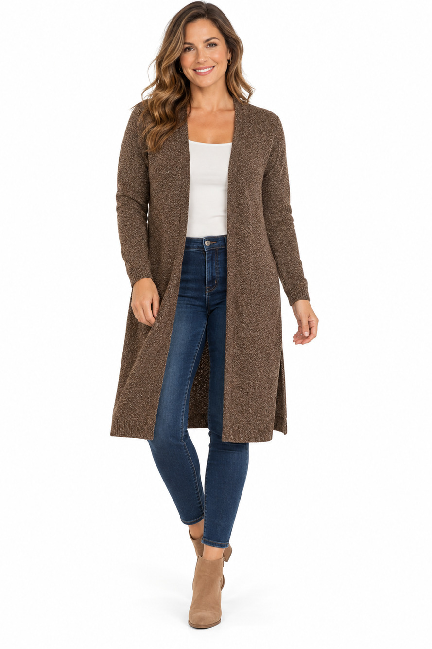 Pendleton Cardigan Sweater Women's L Springs Open Front Brown Travel Warm Fall